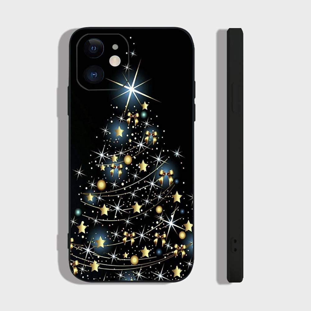 Merry Christmas Tree Phone Case For IPhone 17 Air 16 15 14 13 Pro Max 11 12 Black Silicone Cover