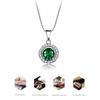 925 Sterling Silver Nano Emerald Vintage Round Green Pendant White Zircon Fashion Jewelry Necklaces