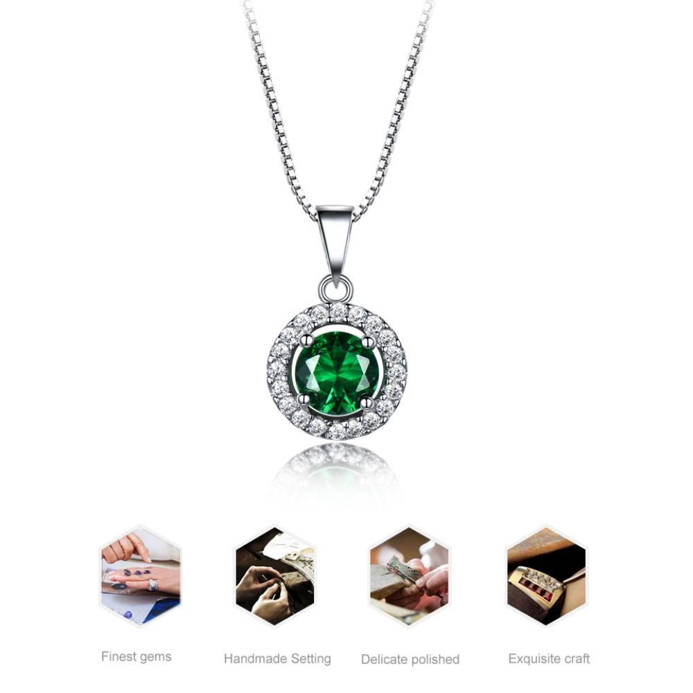 925 Sterling Silver Nano Emerald Vintage Round Green Pendant White Zircon Fashion Jewelry Necklaces