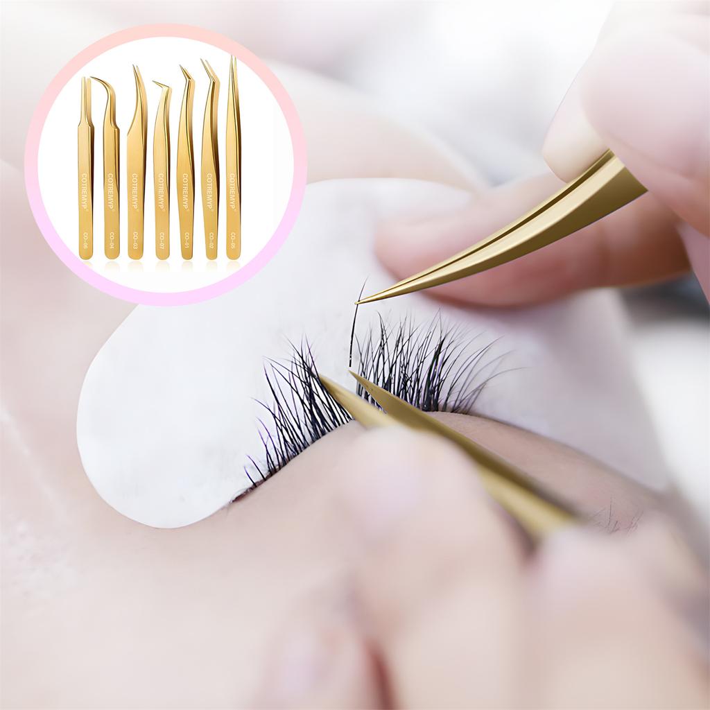 Professional Lash Tweezers False Eyelash Extension Grip High Precision Stainless Steel Tweezer tools for Hair Eyebrows