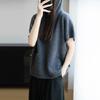 Early Autumn Women's Hooded Vest: 100% Pure Wool, Seven-Stitch, Short Sleeve, Pocket Design, Layering Sweater