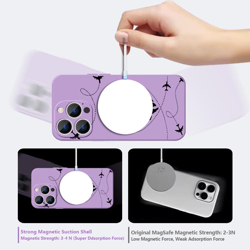 Flugzeug Herz Kartenprint Hülle Für iPhone 17 Pro Max Magnetisch Für Magsafe Weiche Hülle Für iPhone 16 Pro Max 15 14 13 16E Air