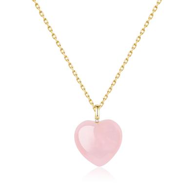 Love Heart Rose Quartz Love Fulfillment Power Stone náhrdelník pro ženy