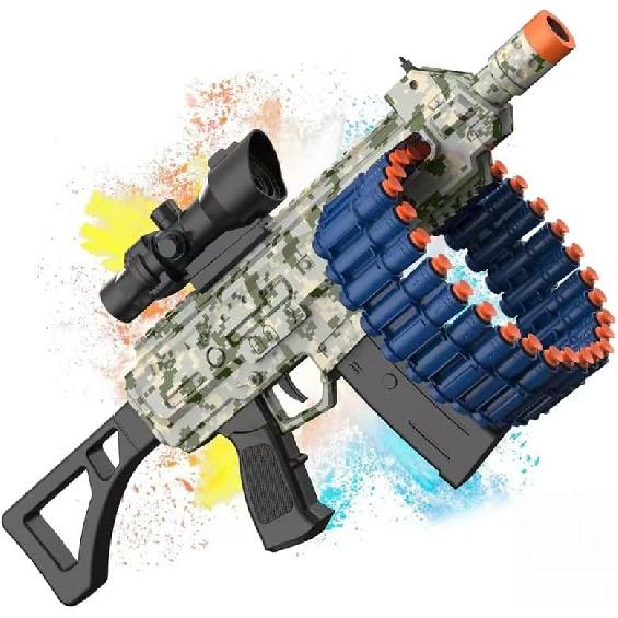 Electric Automatic Toy with Scope, JakMean Toy Blaster with 30 Dart Clips and 100 Foam Darts, Outdoor Shooting Games Toys for 6-12 Year Old Boys &