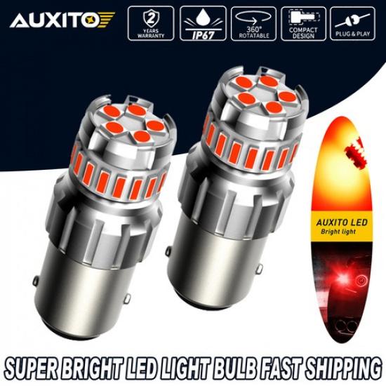 AUXITO 1157 LED No Red Brake 3030SMD Flash Tail Bright Stop Parking Light Bulbs