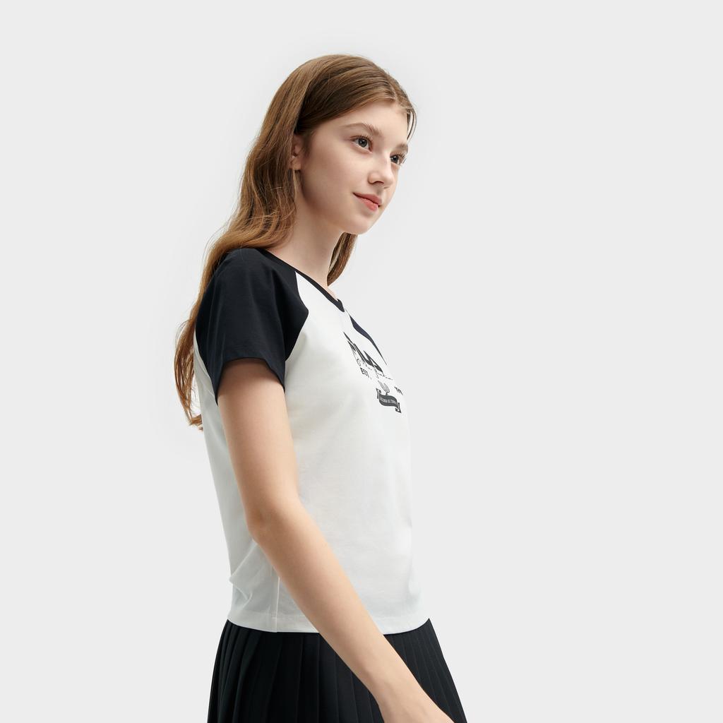 Fila Original Series Letter Round Neck Short Sleeve T-Shirt Women T-Shirts Black F11W429125FBK