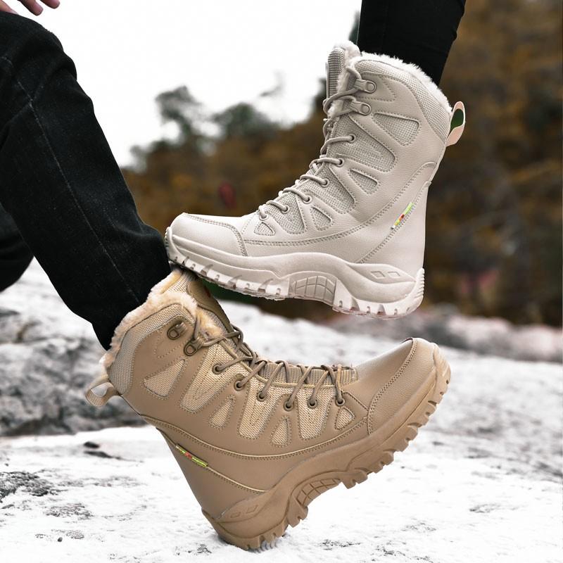 Fashion Boots Men New Warm Plush Snow  Lace Up Casual High Top  Waterproof Winter  Anti-Slip  sneakers Work Boots Ankle Boots Shoes for