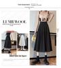 Women's Black High-Waist Pleated Slimming Midi A-line Skirt