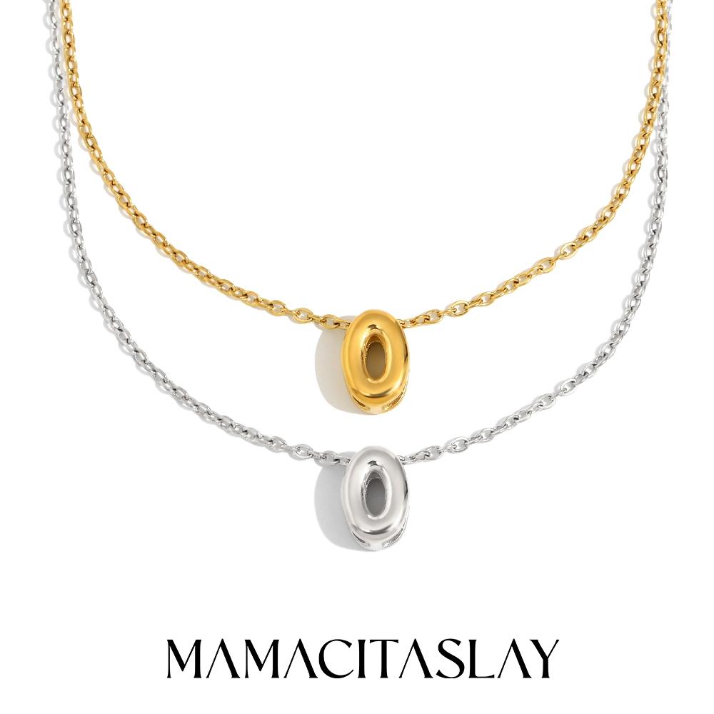 MamacitaSlay 316L Stainless Steel Letter Pendant Necklace Waterproof 18K Gold Plated Neck Jewelry Women's Minimalist Necklace