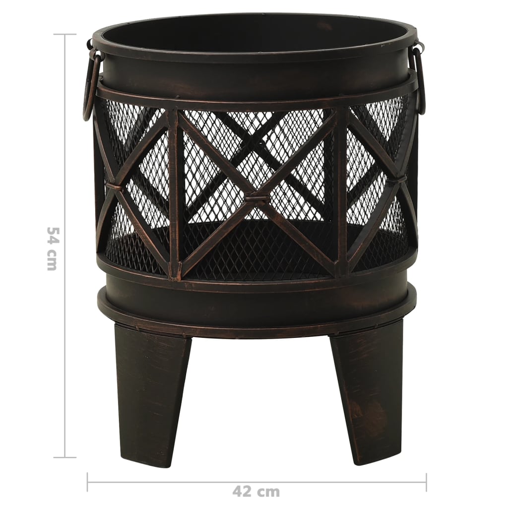 Rustic Fire Pit with Poker Ø42x54 Cm Steel