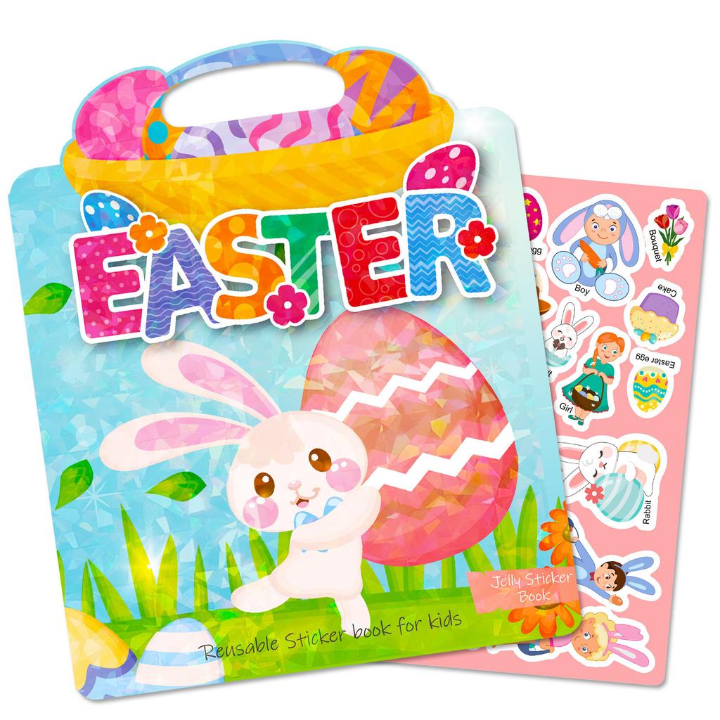 Children'S Early Childhood Education Focus Book Without Cutting Can Be Repeatedly Pasted With Do-It-Yourself Easter Bunny Jelly Sticker Book