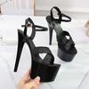 Frauen Schuhe Sexy Nachtclub Wasserdichte Plattform Patent Leder Feine Ferse Hass Hohe Weibliche Sandalen 20 cm ferse 10 cm plat von LFD