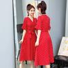 Polka dot dress women's summer new waist and thin V-neck fairy dress super fairy sweet long skirt