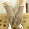 Keep Warm Pearl Driving Gloves Thicken Split-finger Gloves Luxury Style  Gloves  Female
