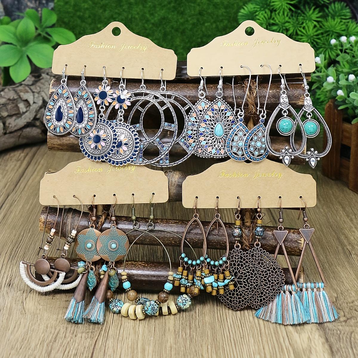 

Серьги-подвески в стиле бохо, инкрустированные бирюзой, с кисточками, для повседневной носки, свиданий, работы, сочетающиеся с повседневной одеждой, украшение для вечеринок