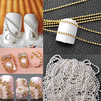 Catena di perline da 5 m per nail art acrilica, punte finte 3D, decorazione fai da te, manicure