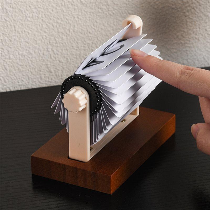 A58Z Rotating Mechanism Wooden Perpetual Calendar-Vintage Flip Desktop Calendar, Nordic Minimalist Home Office Decor