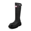 Boots Women's boots Autumn new thick-soled high-end buckle knight boots Red waterproof high rain boots