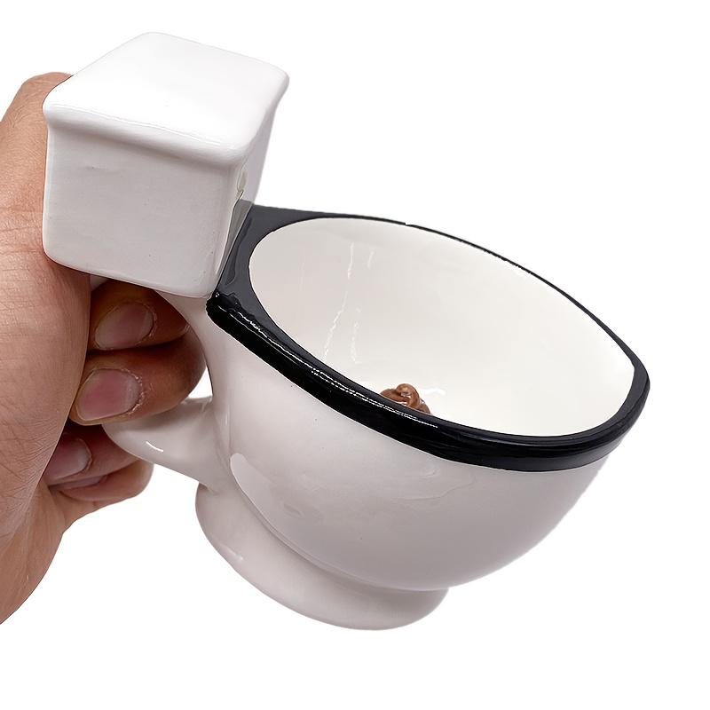 Lustige Tassen in Toilettenform, Weiße Keramik-Kaffeetasse mit schwarzem Rand, Perfekt für Geburtstage, Streiche, Wiederverwendbar und gefrierfachgeeignet, Einzigartige Geschenkidee,