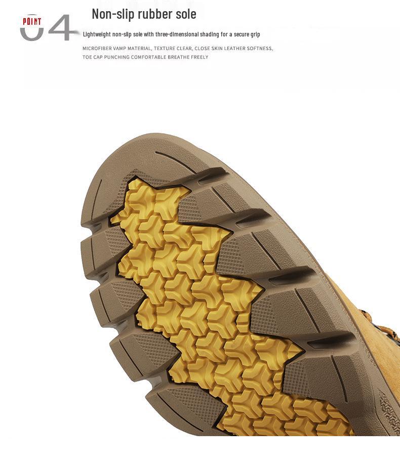 Oryginalna Skóra Żółte Retro Męskie Buty Martin na Grubej Podeszwie - 2025 Wysokie Buty Robocze