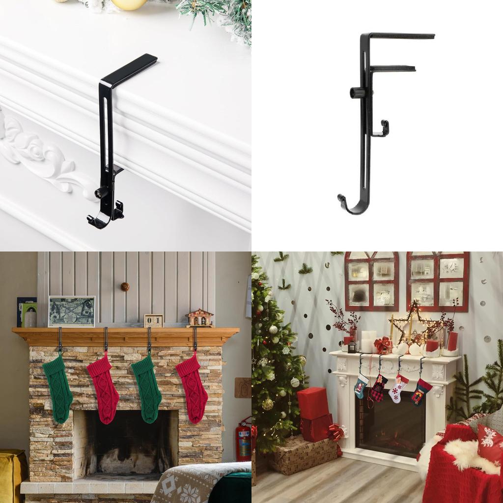 Christmas Sock Holder With Adjustable Non Slip Metal Hooks For Fireplace Decor