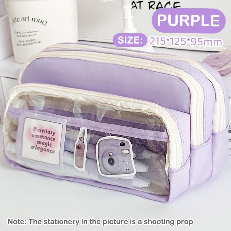 Schickes einfarbiges Federmäppchen Koreanische Schlichtheit Transparente Stifttasche Große Kapazität Schreibwaren-Organizer-Tasche Schulbedarf 1 Stück