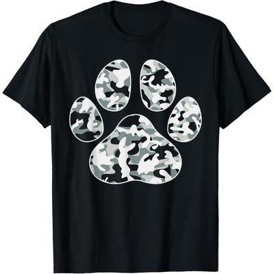 Cute Camo Paw Print Pet Owner Camouflage Paw Print Dog Lover Men Women Kids T-Shirt