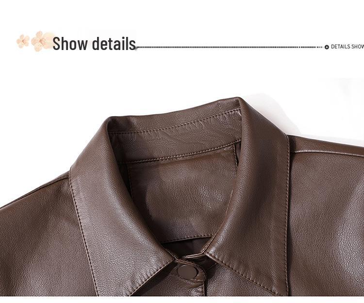 Spring & Autumn PU Leather Jacket for Middle-Aged Ladies - 2025 Style