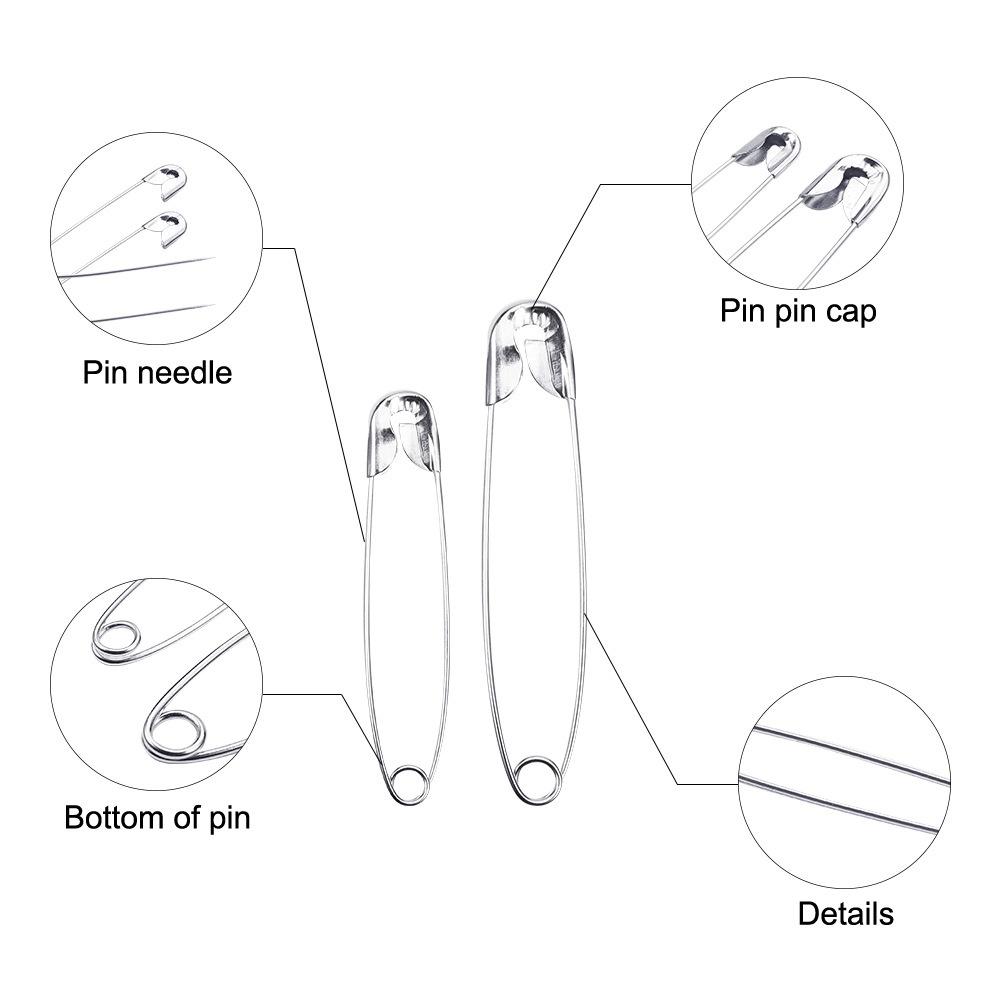 450pcs Safety Pins Decorative Large Practical Stainless Steel Safety Clasps Pin for Jewelry Making