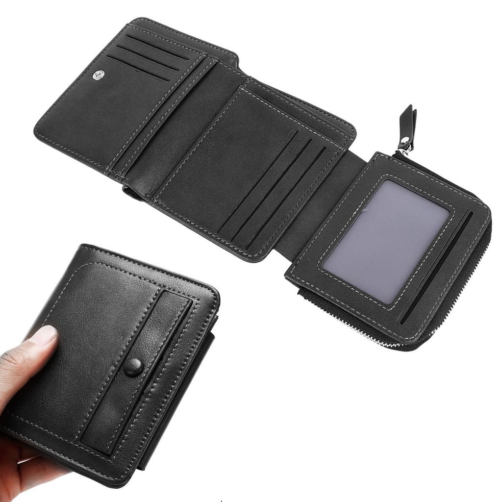 PU Wallet with Multiple Card Slots PU Leather Textured Trifold Three Fold Wallet for Men Boys