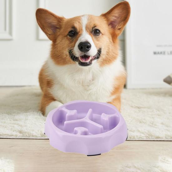 Large Breed Slow Feeder Dog Bowl Effective Slowing Eating Round Shape Anti-spill Pet Food Dish Slow Feeding Column Pet Bowl