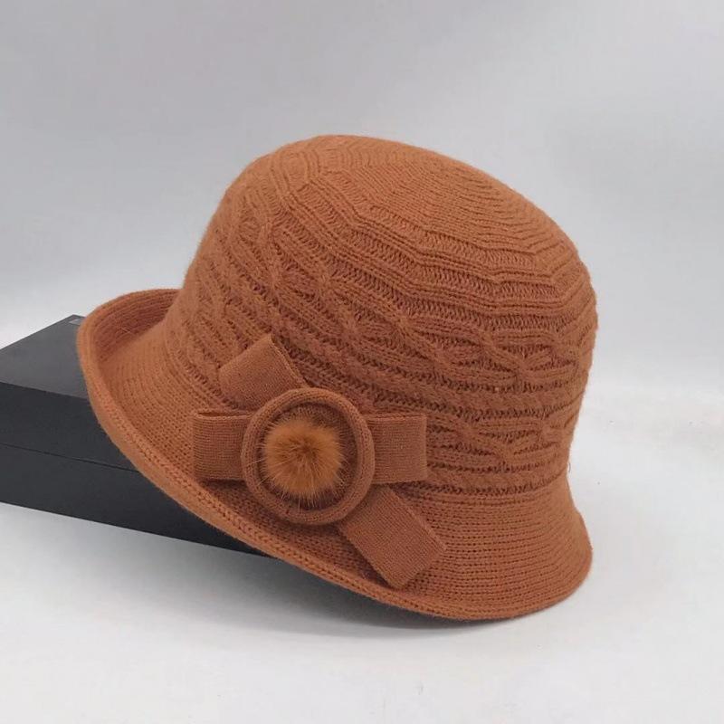 Woolen Bucket Hat Women's Autumn and Winter Bow Korean Version Versatile Japanese Dome Basin Hat British Retro Top Hat Tide