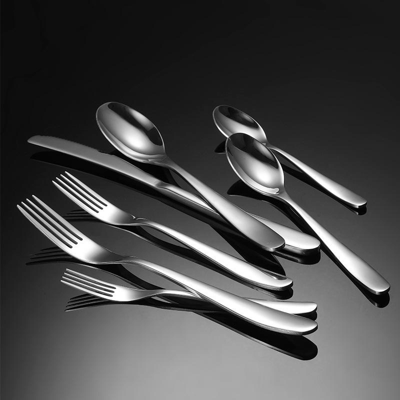 304 Stainless Steel Knives, Forks, Spoons, Crescent Moon Series Hotel Western Tableware, Steak Knives and Forks, Heavy and Titanium-plated Spray Paint