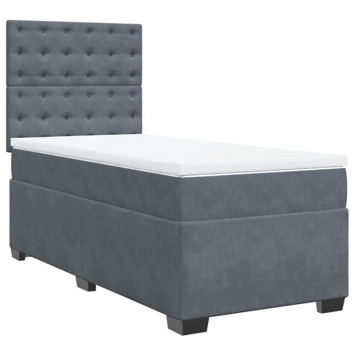 Maison Exclusive - Sommier à lattes de lit et matelas Gris foncé 90x200 cm Velours