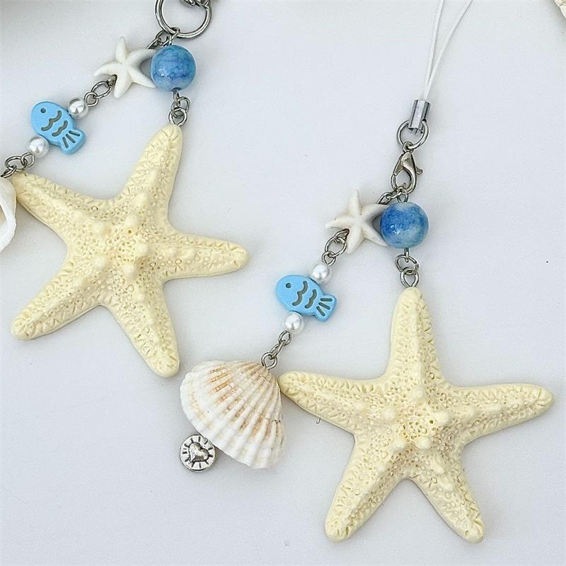 Süßer Ozean-Stil Seestern Muschel Perle Handykette Lanyard Ccd Kamera Anhänger Zubehör Mädchen Schlüsselanhänger Anhänger Taschenverzierungen Geschenk