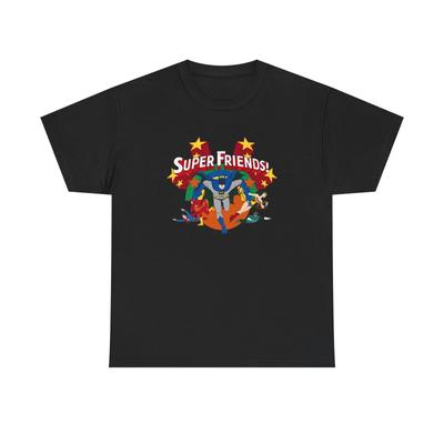 Superfreunde Unisex Schweres Baumwoll-T-Shirt, Klassisches Cartoon-Fan-Geschenk, Retro