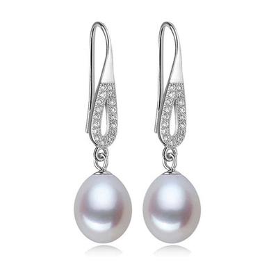Bohemian Natural Freshwater Pearl Earrings Cubic Zirconia Long Earrings For Women Girl Gift