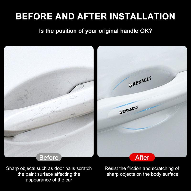 8Pcs Transparent Car Door Handle Bowl Anti Scratch Protective 3D Sticker For Renault Dacia Koleos Clio Laguna 2 Megane 2 3 Duster Logan