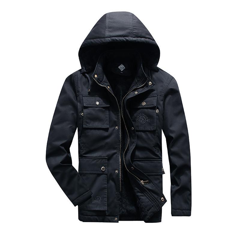 Winter Cotton-padded Men's Medium and Long Coat Large Size Loose Cotton-padded Clothes Piled and Thickened Tooling Cotton-padded Jacket Top Men's