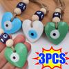 Devil's Eye Love Heart Car Pendant Evil Eye Handmade Braided Rope Wall Hanging Pendant Rearview Mirror Keyring Phone Decorations
