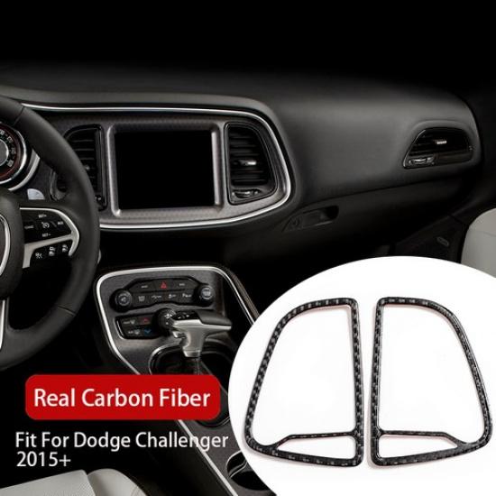 Carbon Fiber Dashboard Middle Air Vent Trim Covers For Dodge Challenger 2015-24