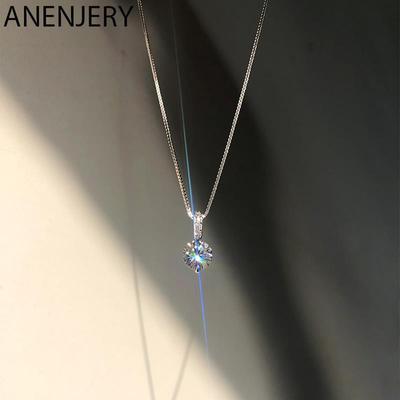 Einzelne Zirkon-Halskette für Damen, Schlüsselbeinkette, Silberschmuck, Halsband