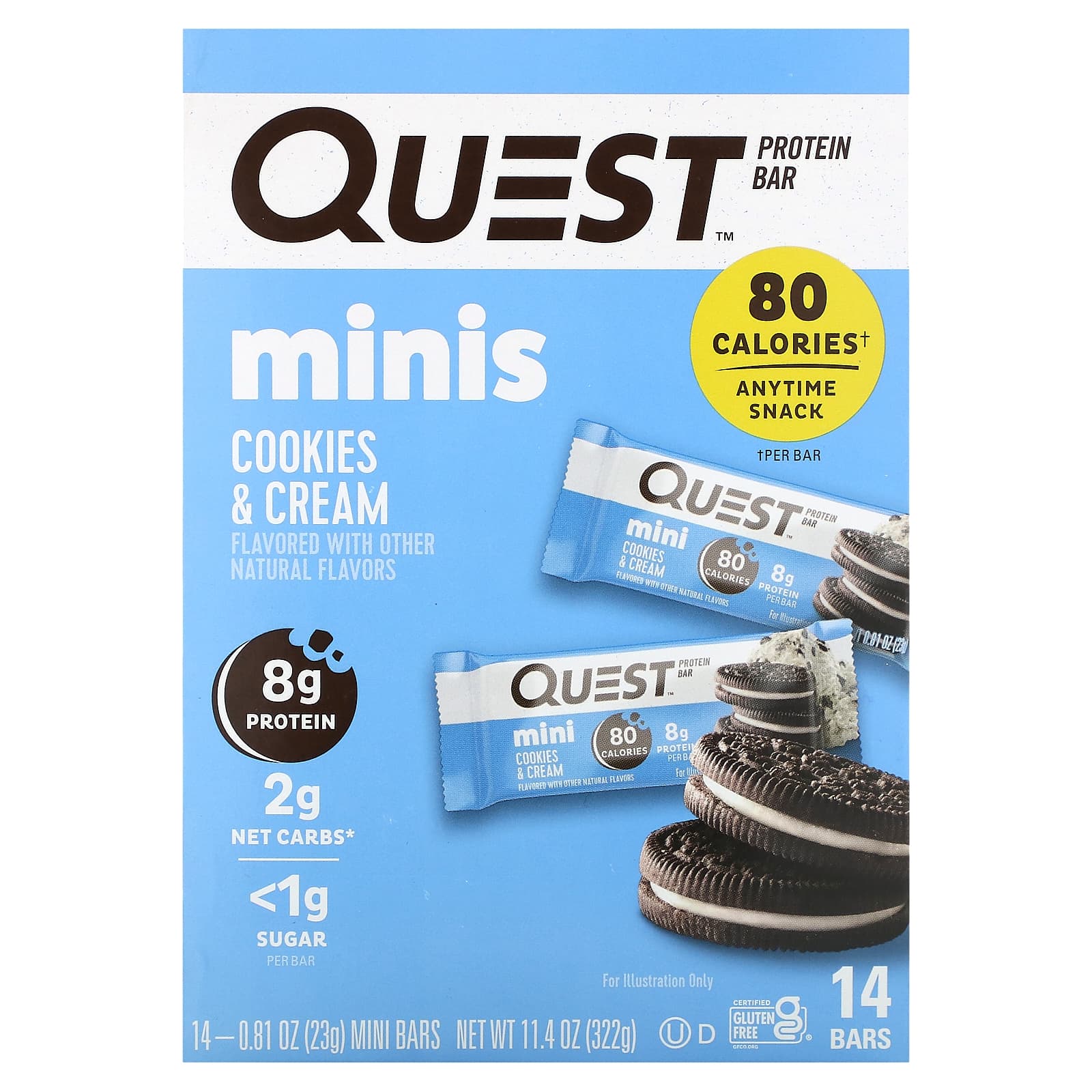 

Quest Nutrition, Mini Protein Bars, Cookies & Cream, 14 bars, 0.81 oz (23 g) each