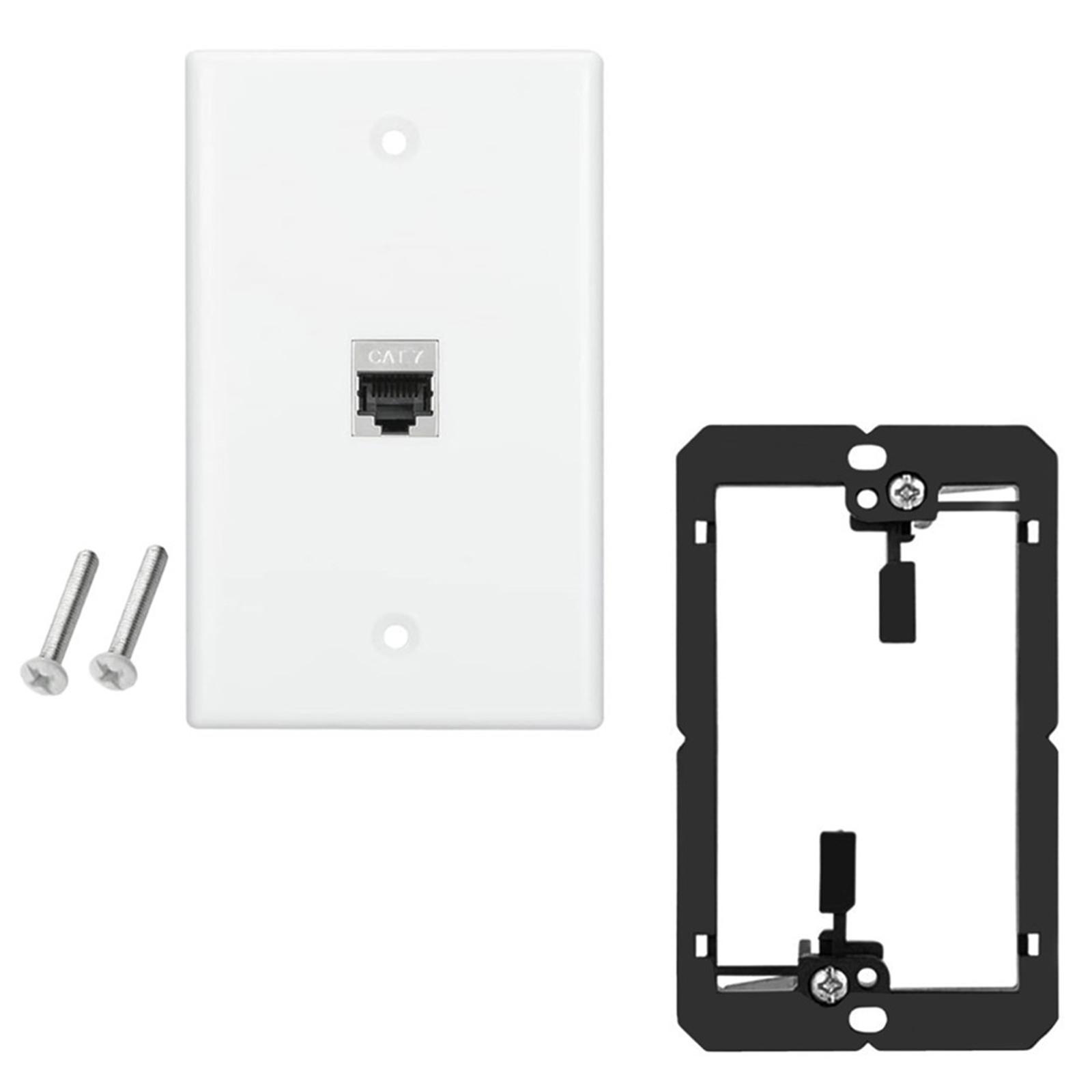 

Cat 7 Ethernet Wall Plate Ethernet Wall Outlet Female-Female Removable with/without Bracket for Modem Printer ADSL 1-A