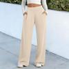 Women's Color Wide Leg Pants with Pockets - Casual Straight Leg Relaxed Fit Trousers for Everyday Wear