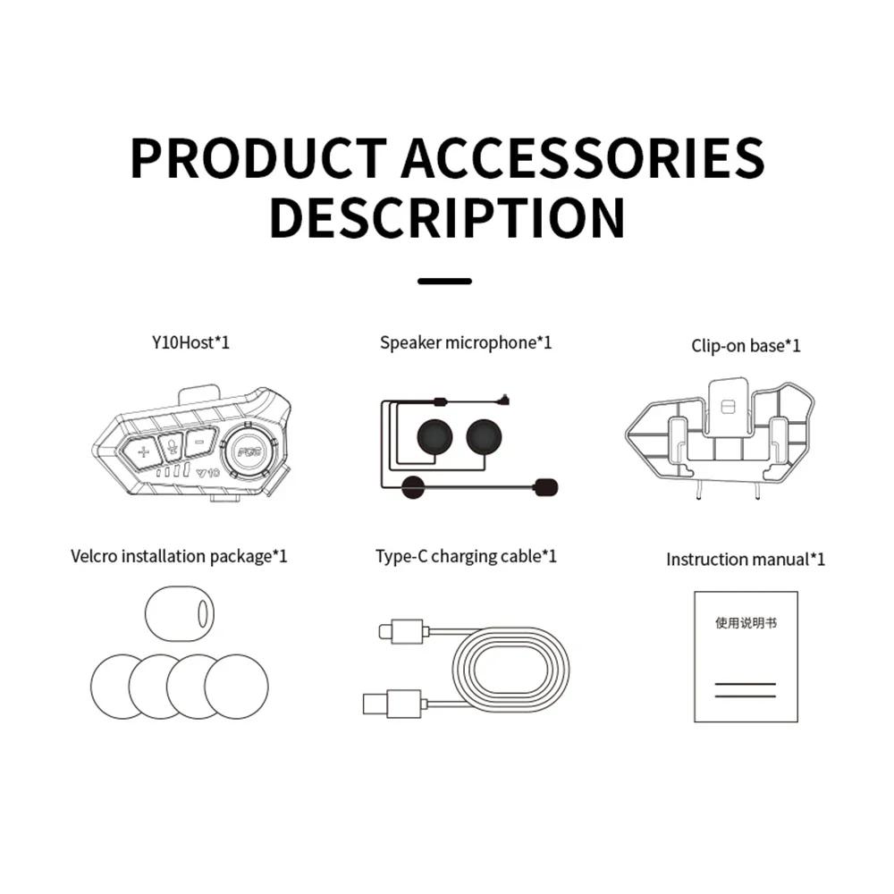 Kebidumei Y10 Bluetooth 5.3 Motorcycle Helmet Headset Waterproof 2000Mah Voice Assistant For Moto Earphone Motorbike Headphone