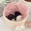 Quilted Fabric Bow Knot Makeup Storage Basket Multifunctional Large-capacity Storage Artifact