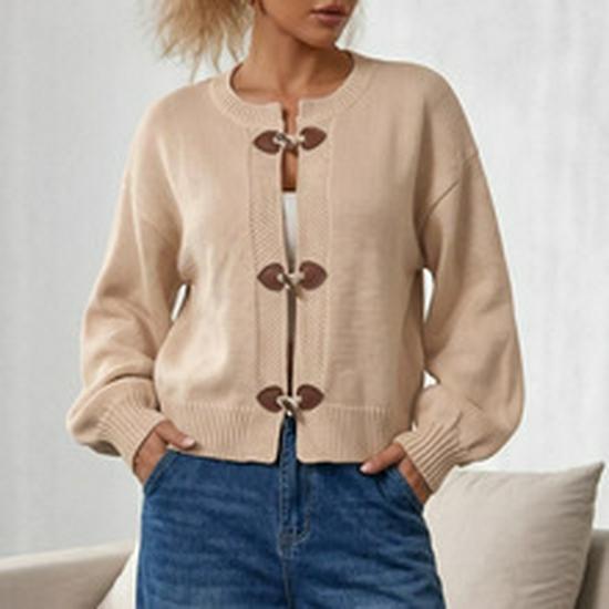 2026 Women's V-neck Cable Knit Cardigan - Autumn/Winter Loose Short Sweater