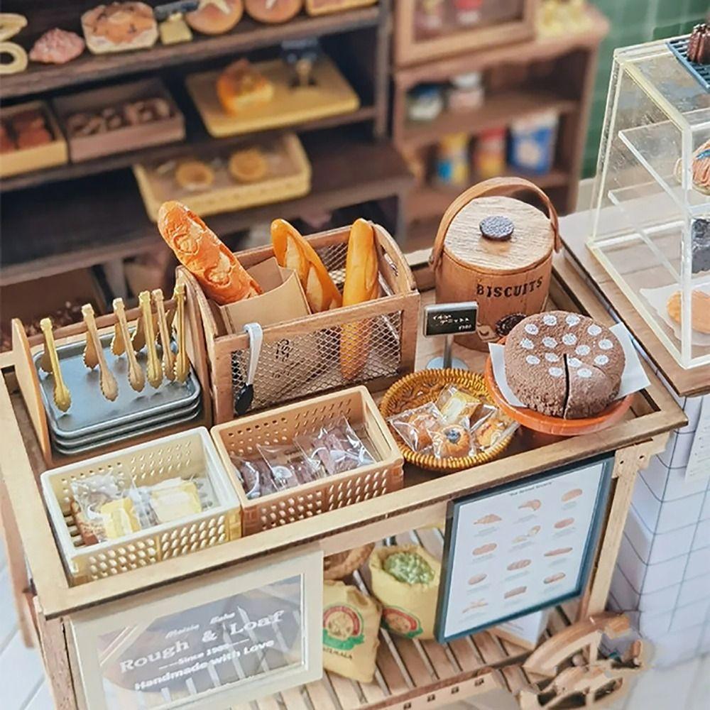 Wood Miniature Wooden Shelf Doll House Furniture Flower Stand  Dollhouse Decoration
