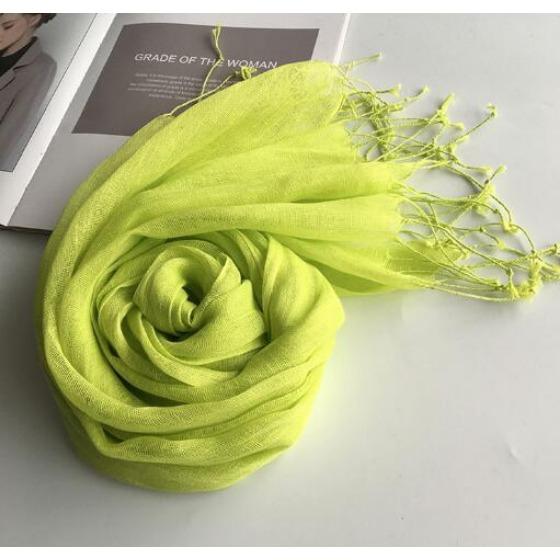 55*180cm Fashion Soft Solid Women 100% Linen Flax Tassel Scarf Summer Travel Sunscreen Long Shawl Elegant Hijab Women Foulard